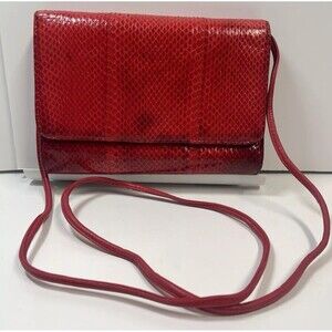 Vintage Robinsons Vibrant Red Genuine Snake Shoulder Bag